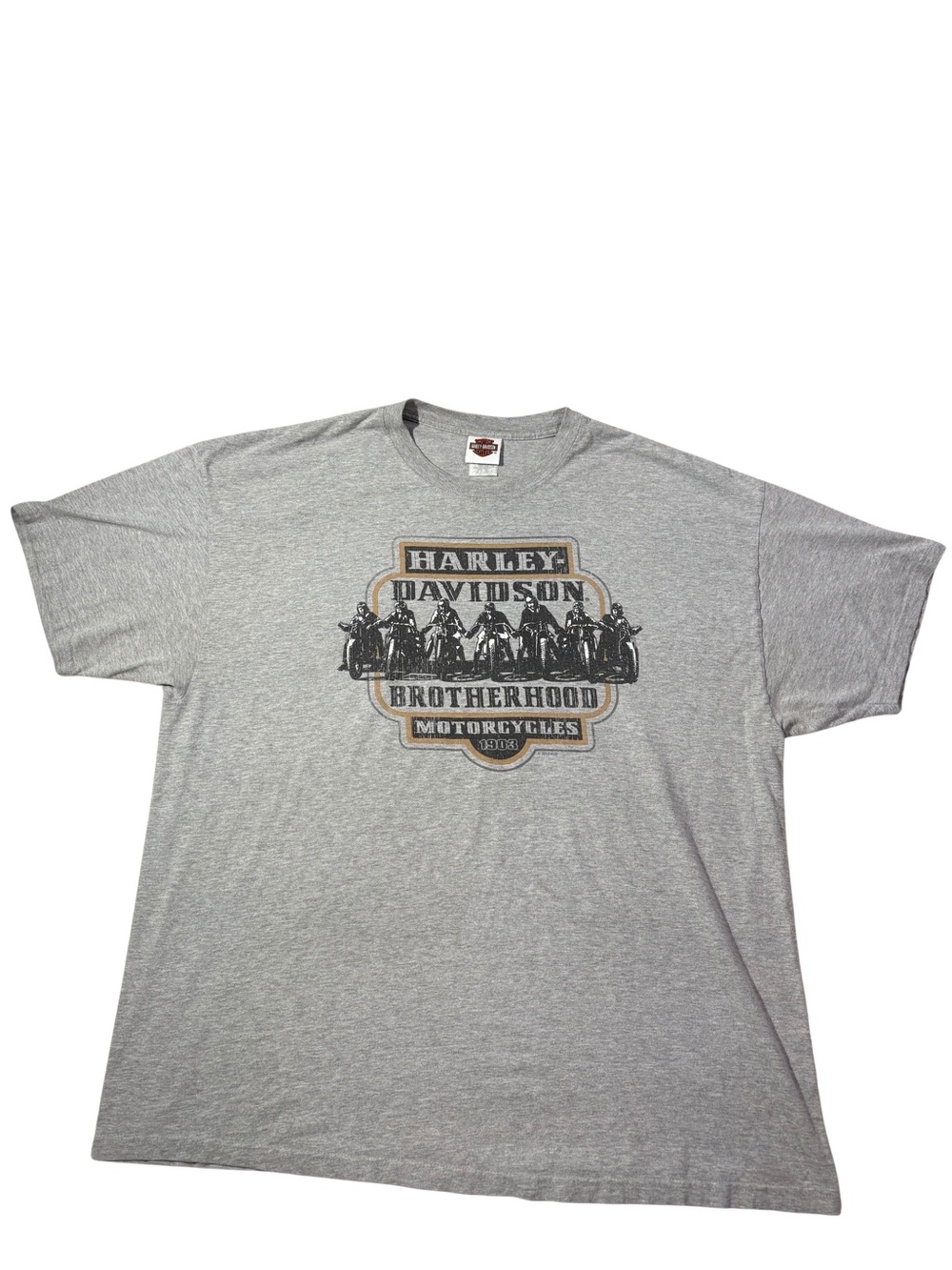 Harley-Davidson Gray Brotherhood Motorcycles Tee with Rider Graphic